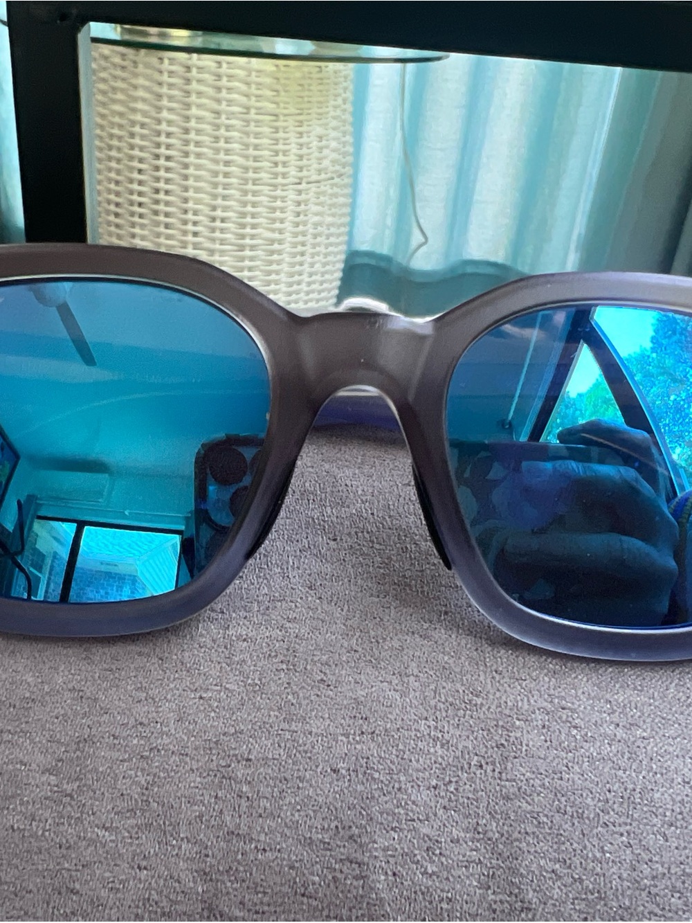 Maui Jim Blue Mirrored Lens Gray Frame Sunglasses